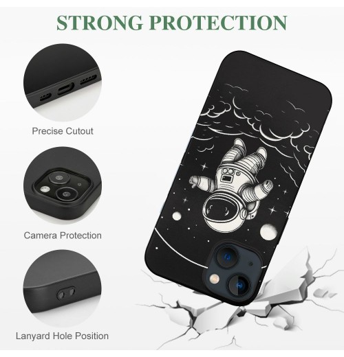 Ulloord  for iPhone 14 Case with Ring Holder, Black UFO Alien Designed Cool Fun Shockproof Protective Designer Phone Cases for iPhone 14 for Women Girls Boys Teens