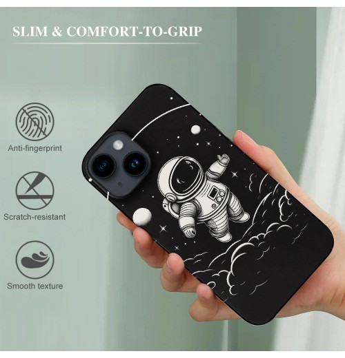 Ulloord  for iPhone 14 Case with Ring Holder, Black UFO Alien Designed Cool Fun Shockproof Protective Designer Phone Cases for iPhone 14 for Women Girls Boys Teens