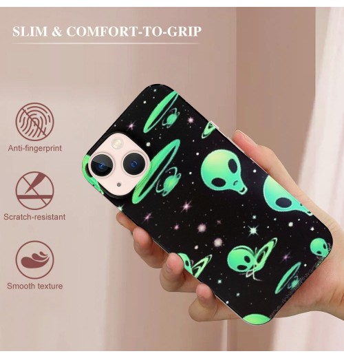 Shangniulu Compatible for iPhone 14 Pro Case, Mysterious Alien UFO iPhone Case Drop Protection Slim Shockproof TPU Case Gift for Men Women