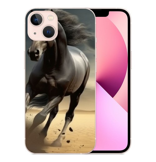 Shangniulu Compatible for iPhone 14 Case, Black Horse Cool Animal Horse iPhone Case Drop Protection Slim Shockproof TPU Case Gift for Men Women