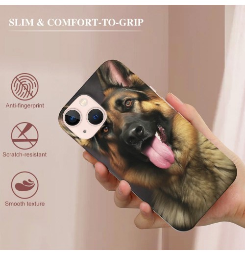 Shangniulu Compatible for iPhone 14 Pro Case, Mighty Loyal Dog German Shepherd Dog iPhone Case Drop Protection Slim Shockproof TPU Case Gift for Men Women