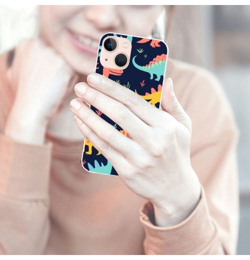 Shangniulu Compatible for iPhone 13 Pro Case, Colorful Cute Cartoon Dinosaur Printed iPhone Case Drop Protection Slim Shockproof TPU Clear Case Gift for Men Women