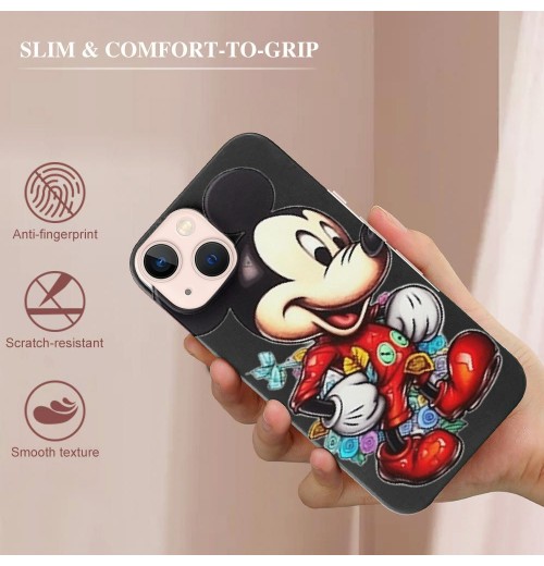 Shangniulu Compatible with iPhone 13 Pro Case Mickey Mouse Cartoon Print Crystal Clear Slim Soft TPU Bumper Anti-Scratch Four Corners Cushion Shockproof Protection Hard Back Cover