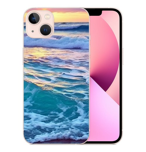 Shangniulu Compatible for iPhone 12 Case iPhone 12 Pro Case, Aesthetic Beach Wave Sunset Glow iPhone Case Drop Protection Slim Shockproof TPU Clear Case Gift for Men Women