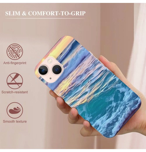 Shangniulu Compatible for iPhone 12 Case iPhone 12 Pro Case, Aesthetic Beach Wave Sunset Glow iPhone Case Drop Protection Slim Shockproof TPU Clear Case Gift for Men Women