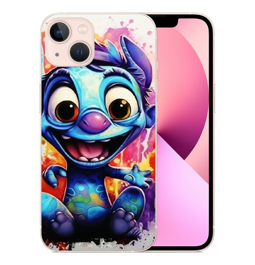 Shangniulu Compatible with iPhone 13 Pro Case Stitch Cartoon Print Crystal Clear Slim Soft TPU Bumper Anti-Scratch Four Corners Cushion Shockproof Protection Hard Back Cover