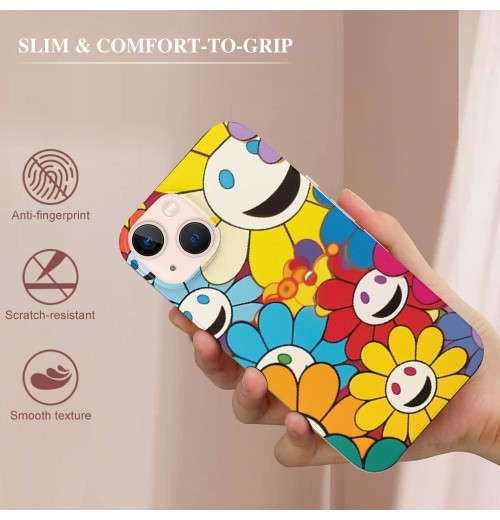 Shangniulu Cute Flower Case Girls Women Cute Face Print Case Floral Design Shockproof Protective Cases Soft TPU Hard Back Anti-Scratch Cover