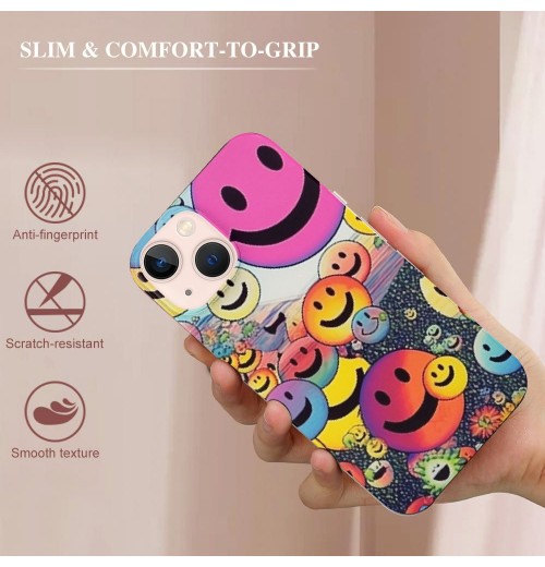 Shangniulu Cute Face Case Girls Women Preppy Aesthetic Cute Face Print Shockproof Protective Case Soft TPU Hard Back Anti-Scratch Cover for iPhone 14