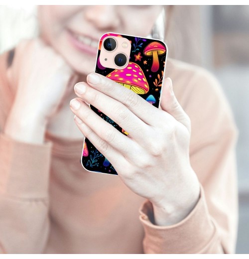 Shangniulu Pretty Magic Mushroom Case Colorful Trippy Mushrooms Print Shockproof Protective Case Soft TPU Hard Back Anti-Scratch Cover