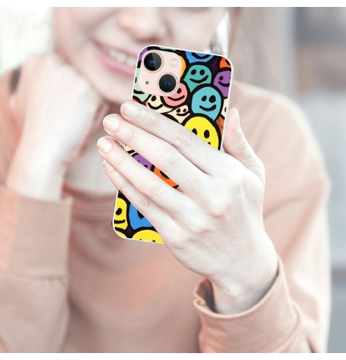 Shangniulu Cute Face Case Girls Women Cute Face Print Case Hippie Indie Design Shockproof Protective Cases Soft TPU Hard Back Anti-Scratch Cover