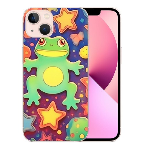 Shangniulu Cute Case Girls Women Cartoon Frog Print Case Kawaii Design Shockproof Protective Cases Soft TPU Hard Back Anti-Scratch Cover for iPhone 13/14 Pro