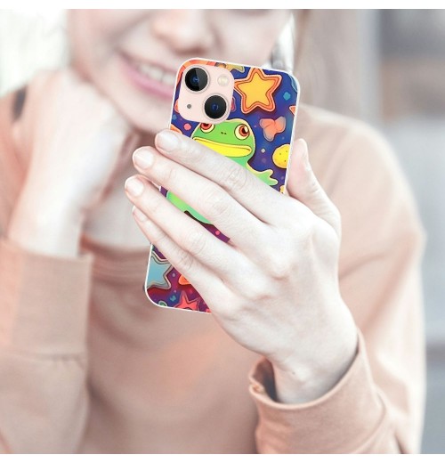 Shangniulu Cute Case Girls Women Cartoon Frog Print Case Kawaii Design Shockproof Protective Cases Soft TPU Hard Back Anti-Scratch Cover for iPhone 13/14 Pro