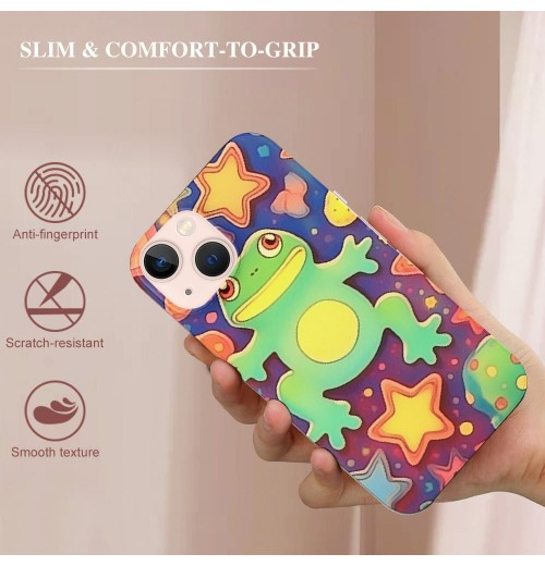 Shangniulu Cute Case Girls Women Cartoon Frog Print Case Kawaii Design Shockproof Protective Cases Soft TPU Hard Back Anti-Scratch Cover for iPhone 13/14 Pro