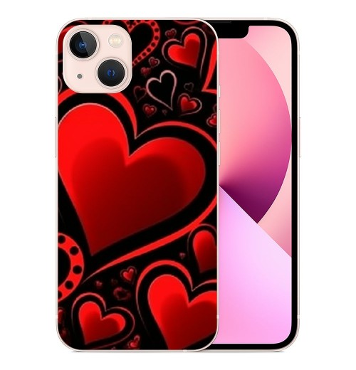 Shangniulu Love Heart Case Girls Women Cute Red Heart Print Shockproof Protective Case Soft TPU Hard Back Anti-Scratch Cover