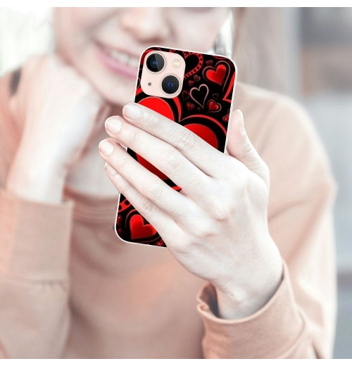 Shangniulu Love Heart Case Girls Women Cute Red Heart Print Shockproof Protective Case Soft TPU Hard Back Anti-Scratch Cover