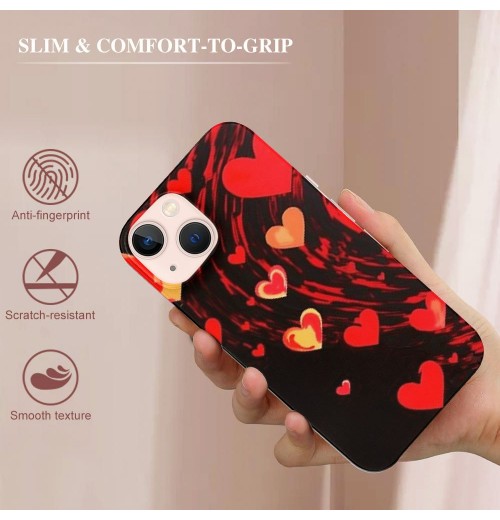 Shangniulu Love Heart Case Girls Women Cute Red Heart Print Shockproof Protective Case Soft TPU Hard Back Anti-Scratch Cover