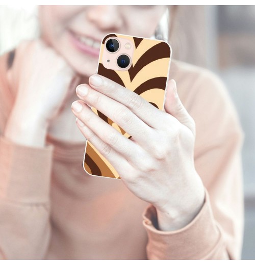 Shangniulu Brown Heart Case Cute Love Heart Coffee Latte Print Phone Case Shockproof Protective Case Soft TPU Hard Back Anti-Scratch Cover