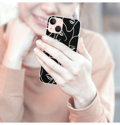 Shangniulu Abstract Art Case Line Face Print Shockproof Protective Cases Soft TPU Hard Back Anti-Scratch Cover