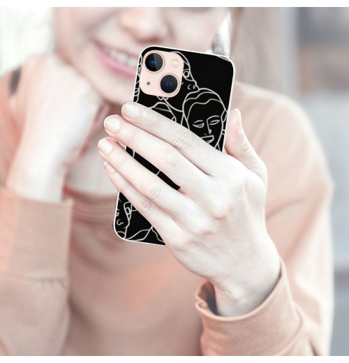 Shangniulu Abstract Art Case Line Face Print Shockproof Protective Cases Soft TPU Hard Back Anti-Scratch Cover