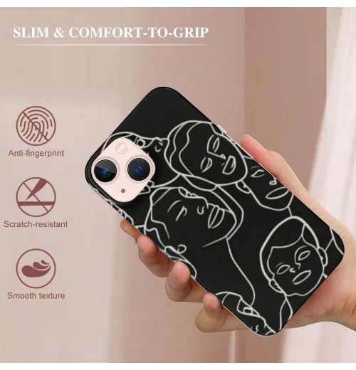 Shangniulu Abstract Art Case Line Face Print Shockproof Protective Cases Soft TPU Hard Back Anti-Scratch Cover