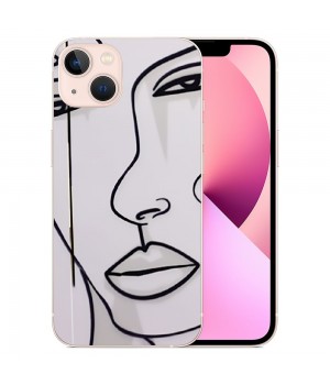 Shangniulu Aesthetic Abstract Face, Cute Art Line Pattern Design Clear TPU Phone Cases Soft Flexiable Slim Protective Cases, Anti-Scratch Shock Absorbing