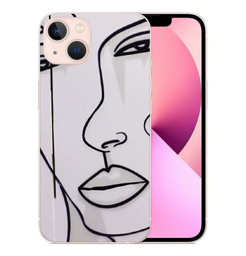 Shangniulu Aesthetic Abstract Face, Cute Art Line Pattern Design Clear TPU Phone Cases Soft Flexiable Slim Protective Cases, Anti-Scratch Shock Absorbing