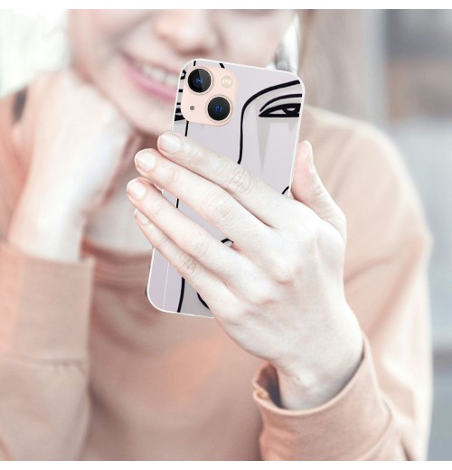 Shangniulu Aesthetic Abstract Face, Cute Art Line Pattern Design Clear TPU Phone Cases Soft Flexiable Slim Protective Cases, Anti-Scratch Shock Absorbing