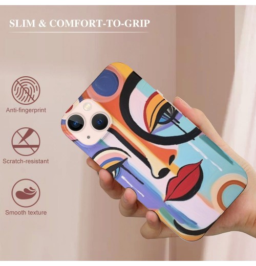 Shangniulu Abstract Colorful Art Case Indie Aesthetic Abstract Face Printed Shockproof Protective Case Soft TPU Hard Back Anti-Scratch Cover