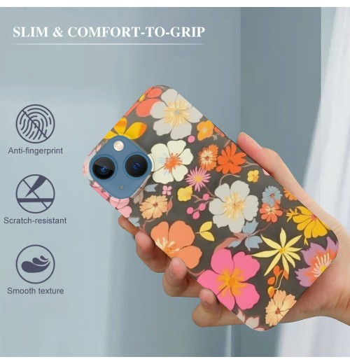 Shangniulu Retro Boho Hippie Flowers iPhone Case Anti Slip and Drop Resistant Case for iPhone 15 Pro Max