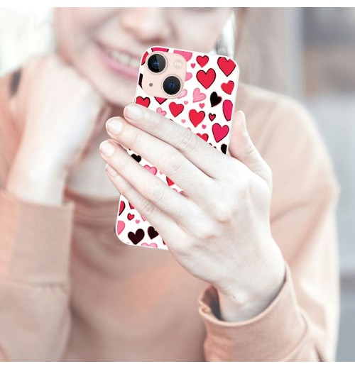 Shangniulu Cute Case Love Heart Print Shockproof Protective Cases Soft TPU Hard Back Anti-Scratch Cover for iPhone 14